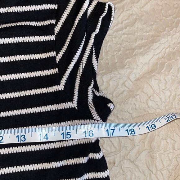 LOFT Womens Cap Sleeve Casual Top Shirt Striped Cut Out Back Small Petite Black - Picture 6 of 8